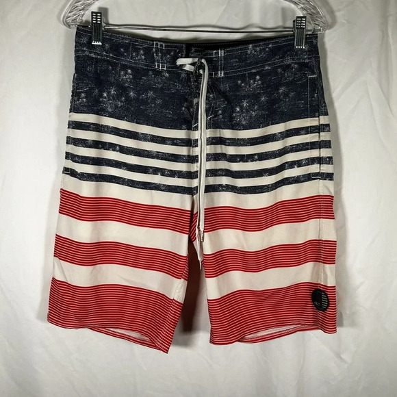 O'Neill Board Shorts Men's 30 Red White Blue American Flag Hook & Loop - Picture 1 of 11